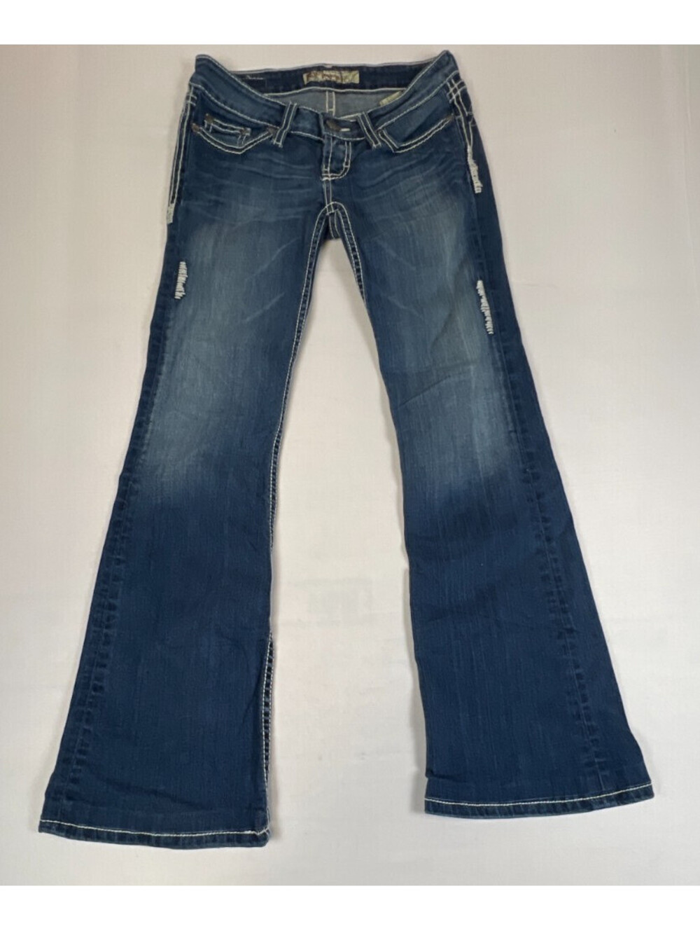 BKE Women's 24x31.5 Starlite Stretch Blue Denim Jeans Flared Pants